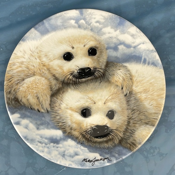 Baby Seals by Mike Jackson collector plate England Bone China signed limited - Picture 1 of 8